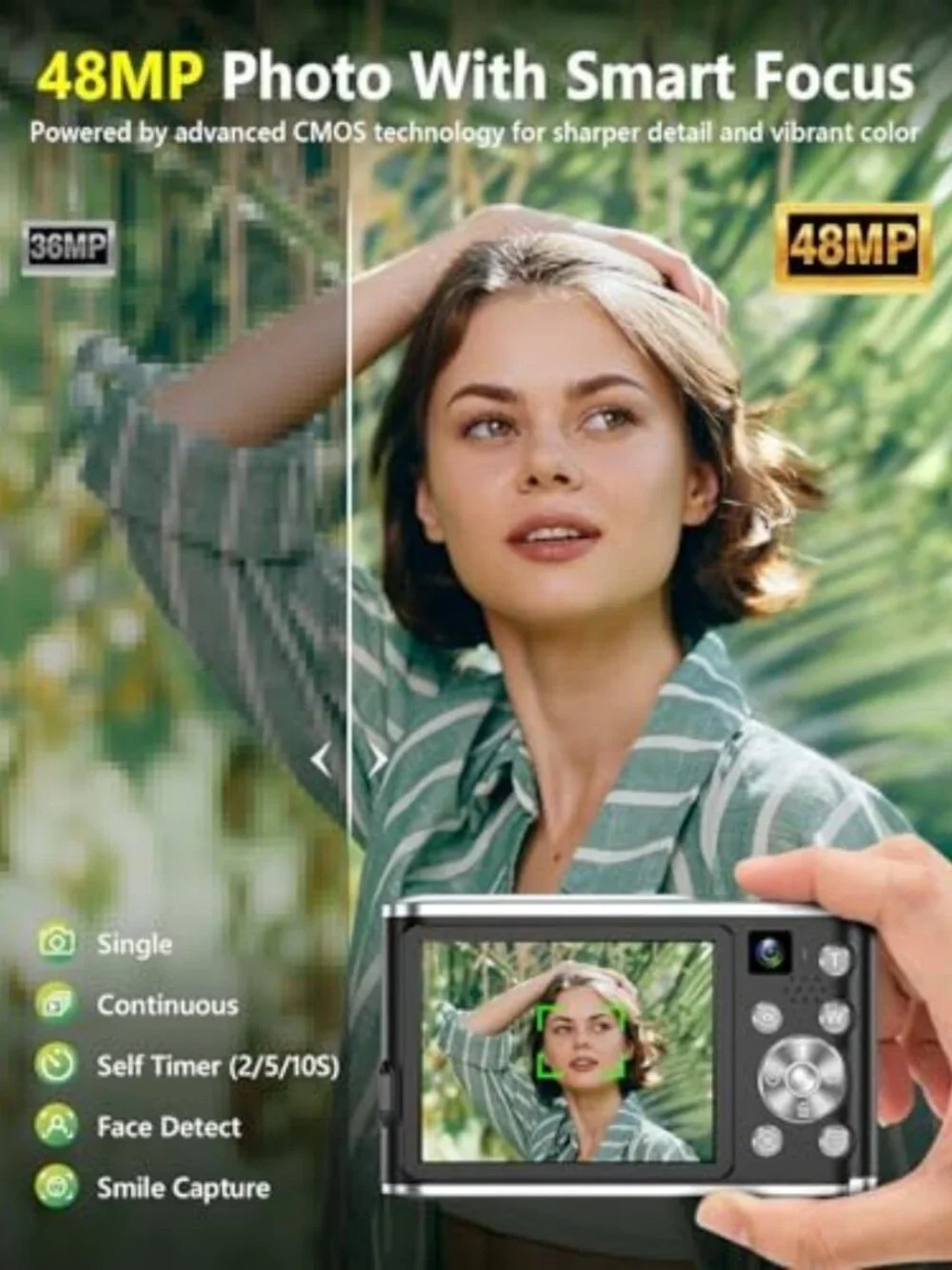 48MP 4K Digital Camera with Dual Lens, Autofocus & 16X Zoom for Photography